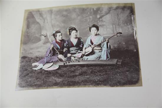 A late 19th / early 20th century photograph album Views and Costumes of Japan by Stillfried and Andersen of Yokohama, album overall 1